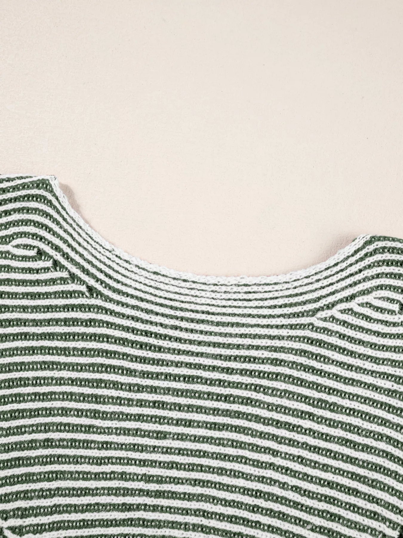 Striped Ribbed Knit Boat Neck Baggy Sweater 