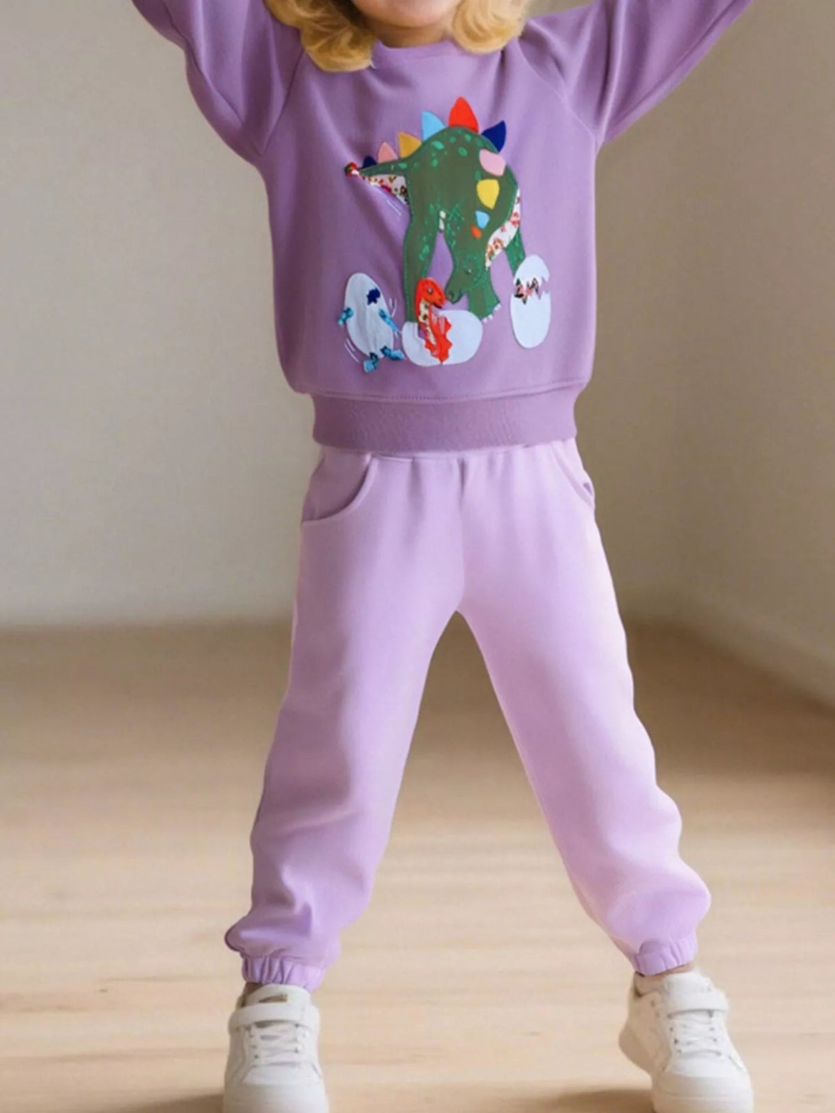 Children's Dinosaur Graphic Round Neck Sweatshirt 