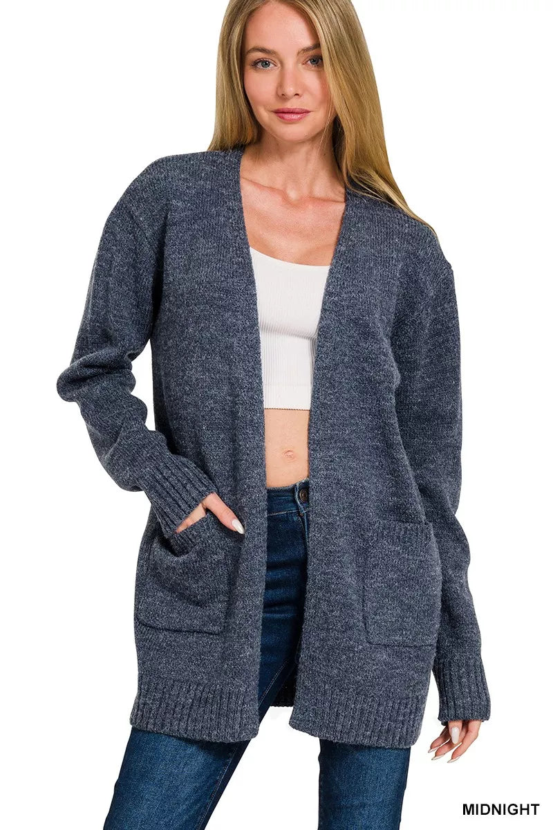 Zenana Open Front Sweater Cardigan 