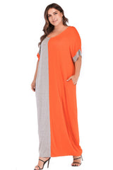 Plus Size Color Block Tee Dress with Pockets 