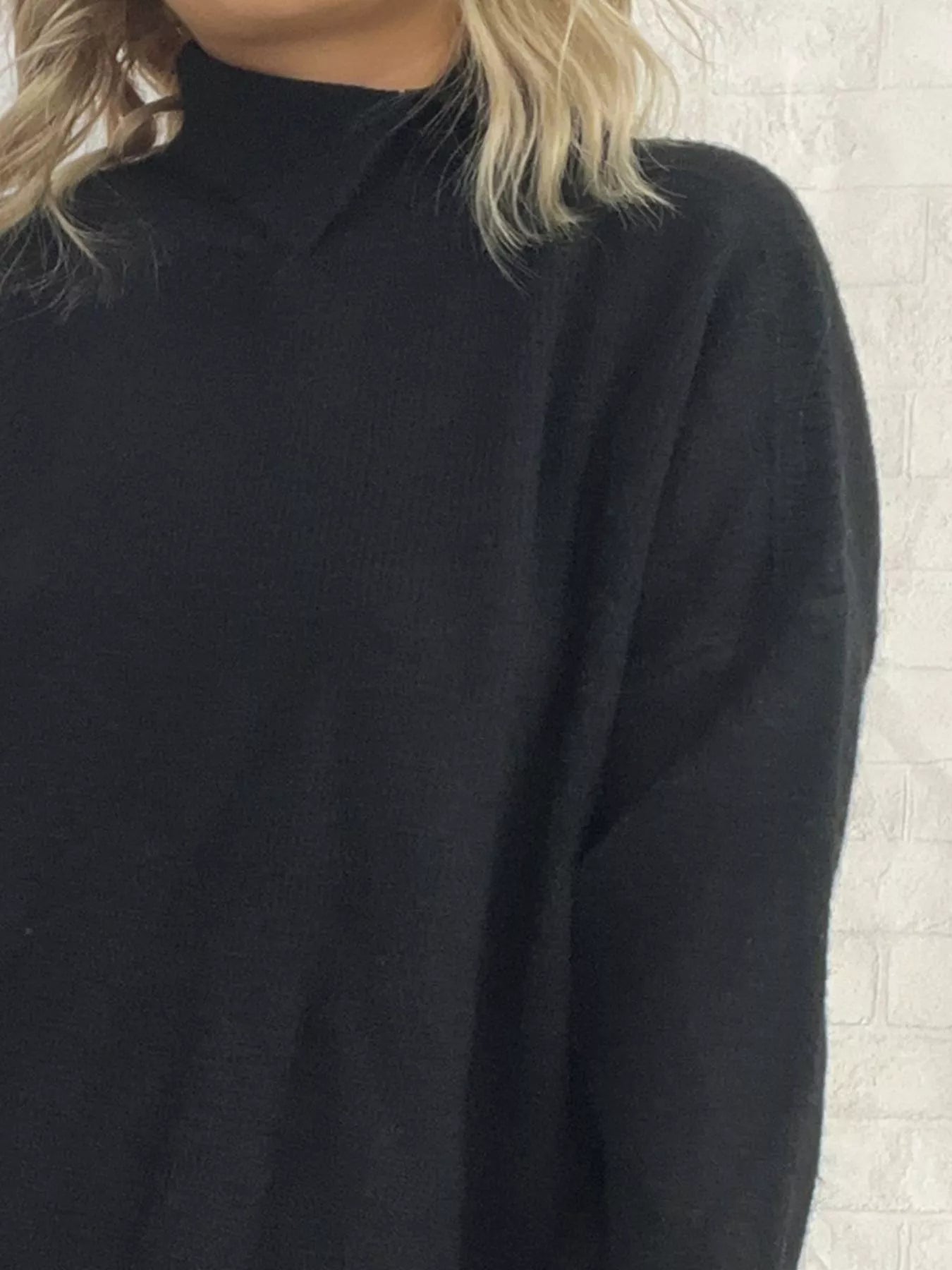Slit Turtleneck Long Sleeve Sweater 