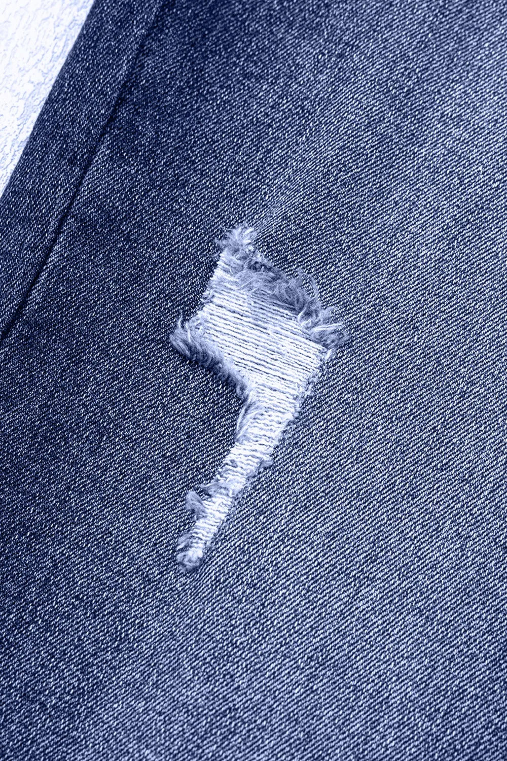 Folded Cuffs Distressed Straight High Waist Jeans 