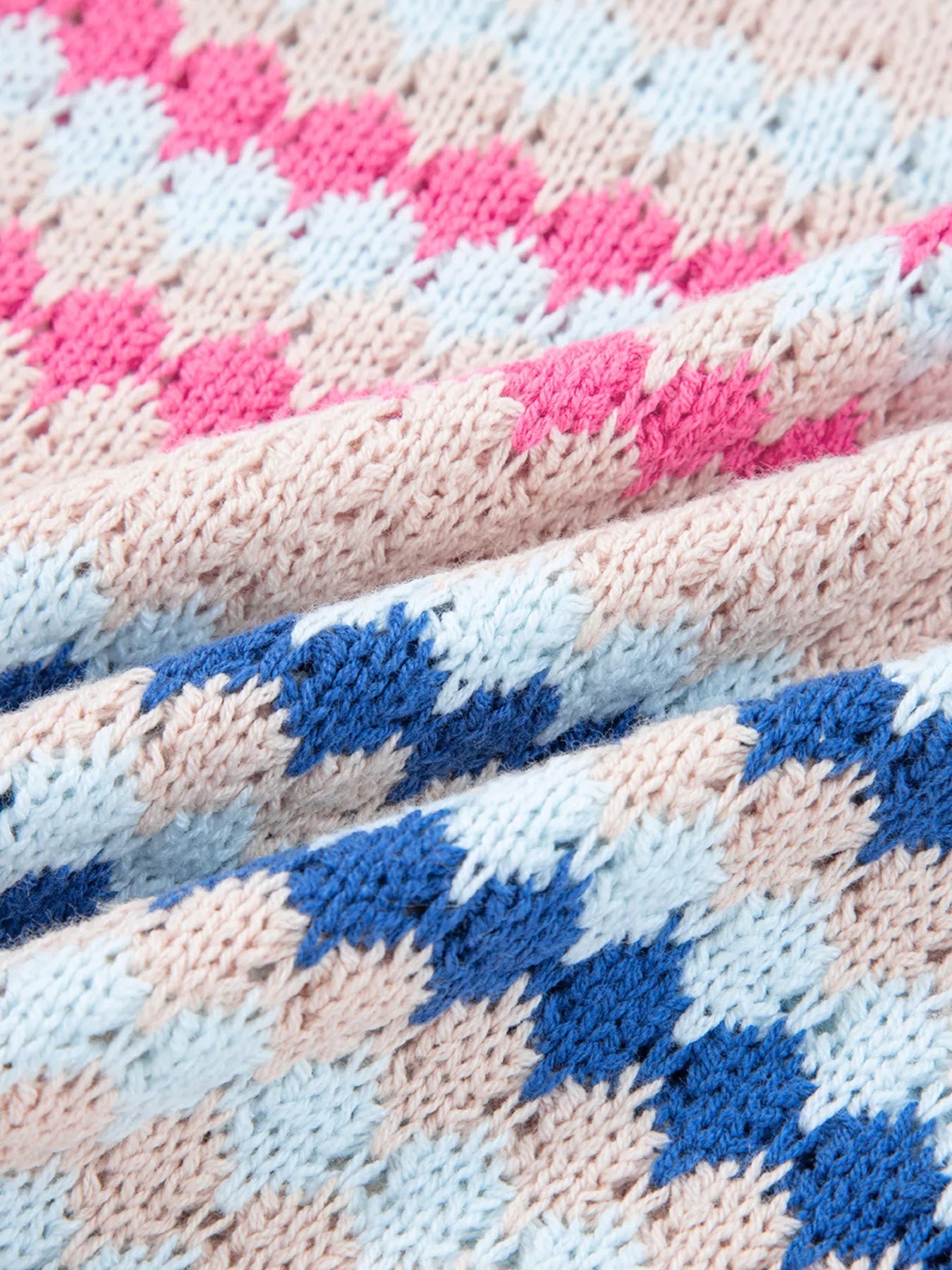 Stripe Eyelet Patterned Drop Shoulder Sweater 