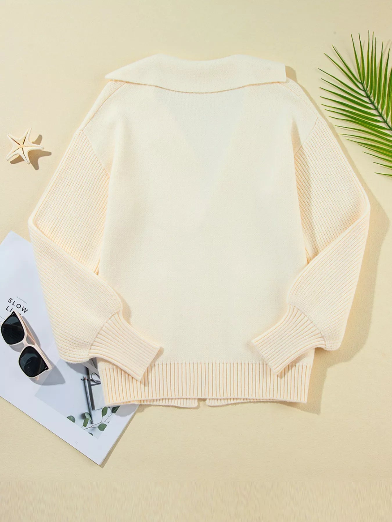 Solid Color Knit Lapel Collar Single Button Sweater Cardigan 
