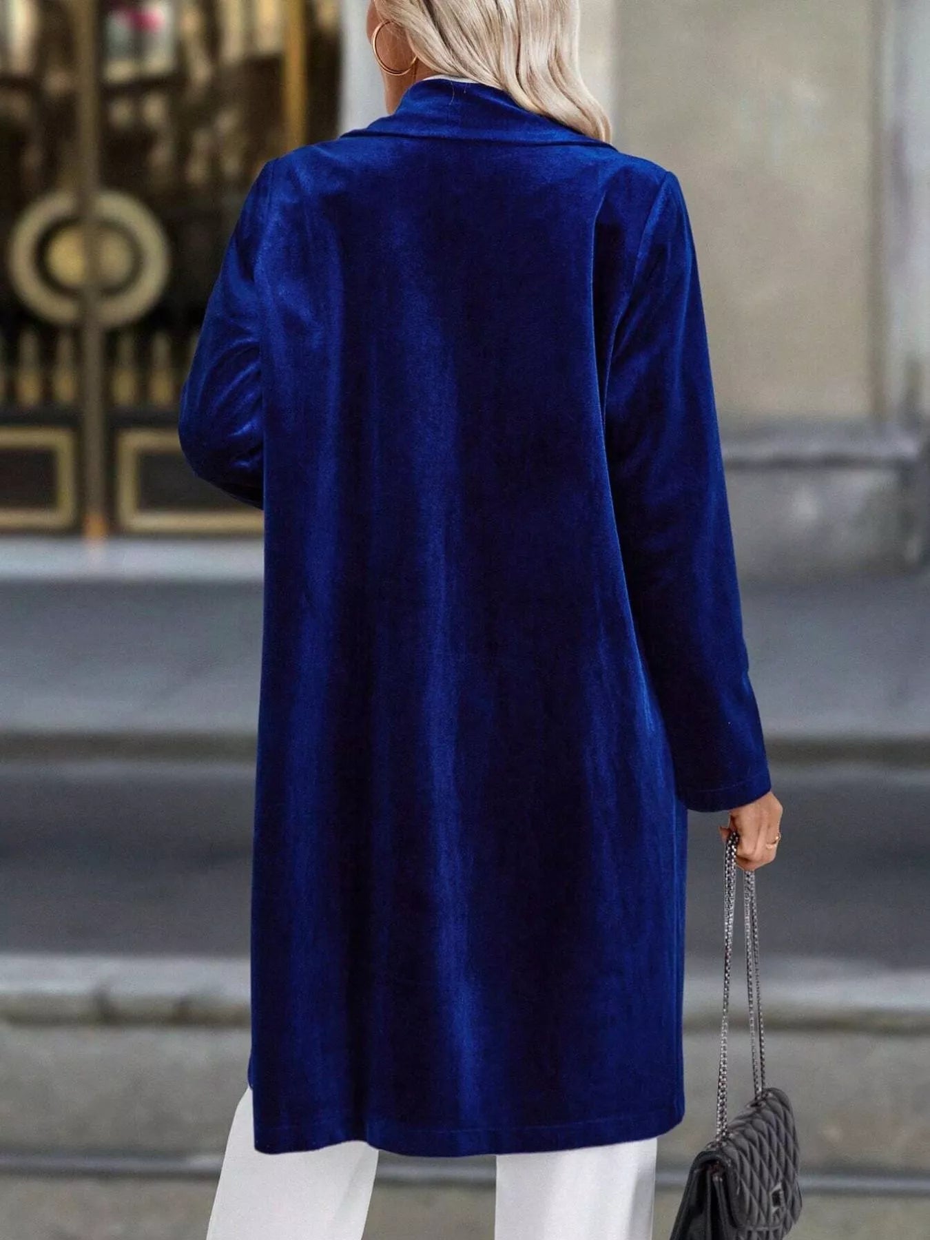 Lapel Collar Long Sleeve Longline Coat 