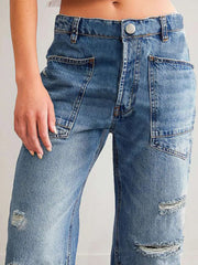 Distressed Jeans with Pockets 