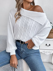 Off-Shoulder Cable Knit Sweater 