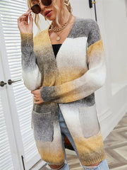Angel Wings Full Size Pocketed Open Front Gradient Cardigan 