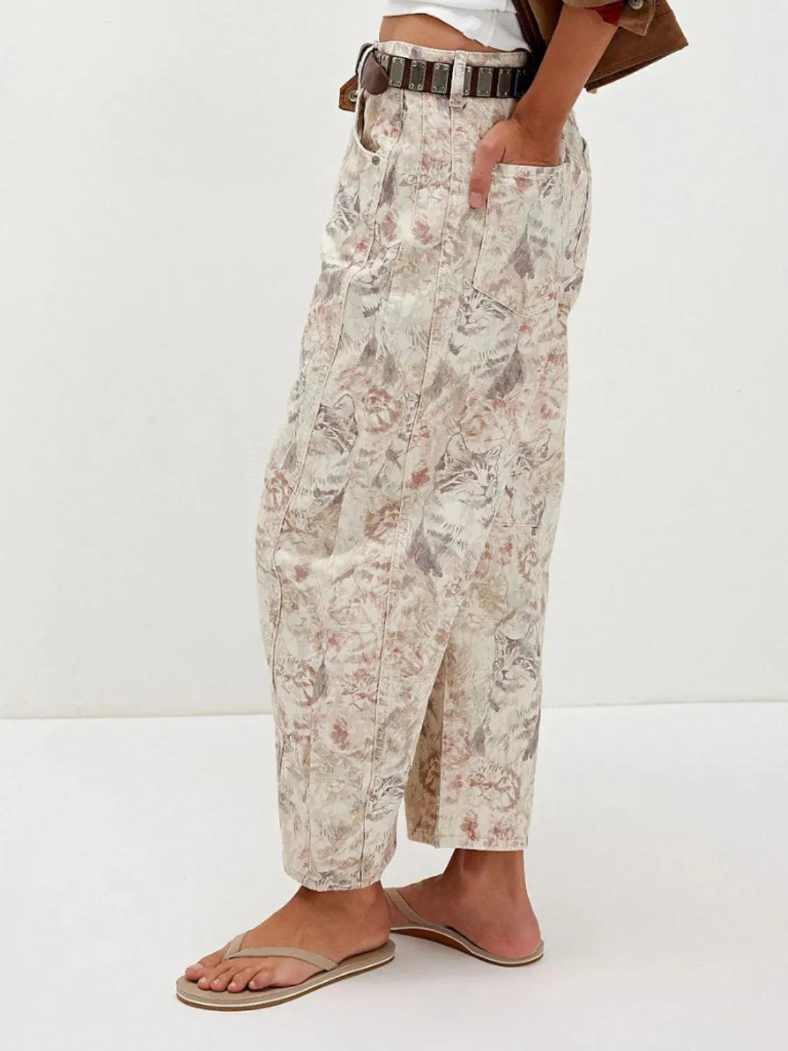 Printed Wide Leg Jeans 