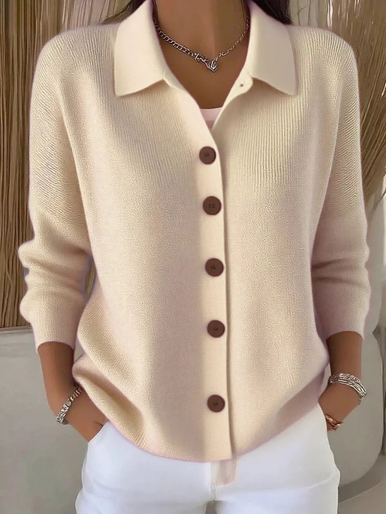 Full Size Button-Down Knit Cardigan Plus Size 