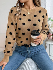 Polka Dot Round Neck Sweater 