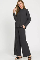 Zenana Viscose Sweater Top & Pants Set 