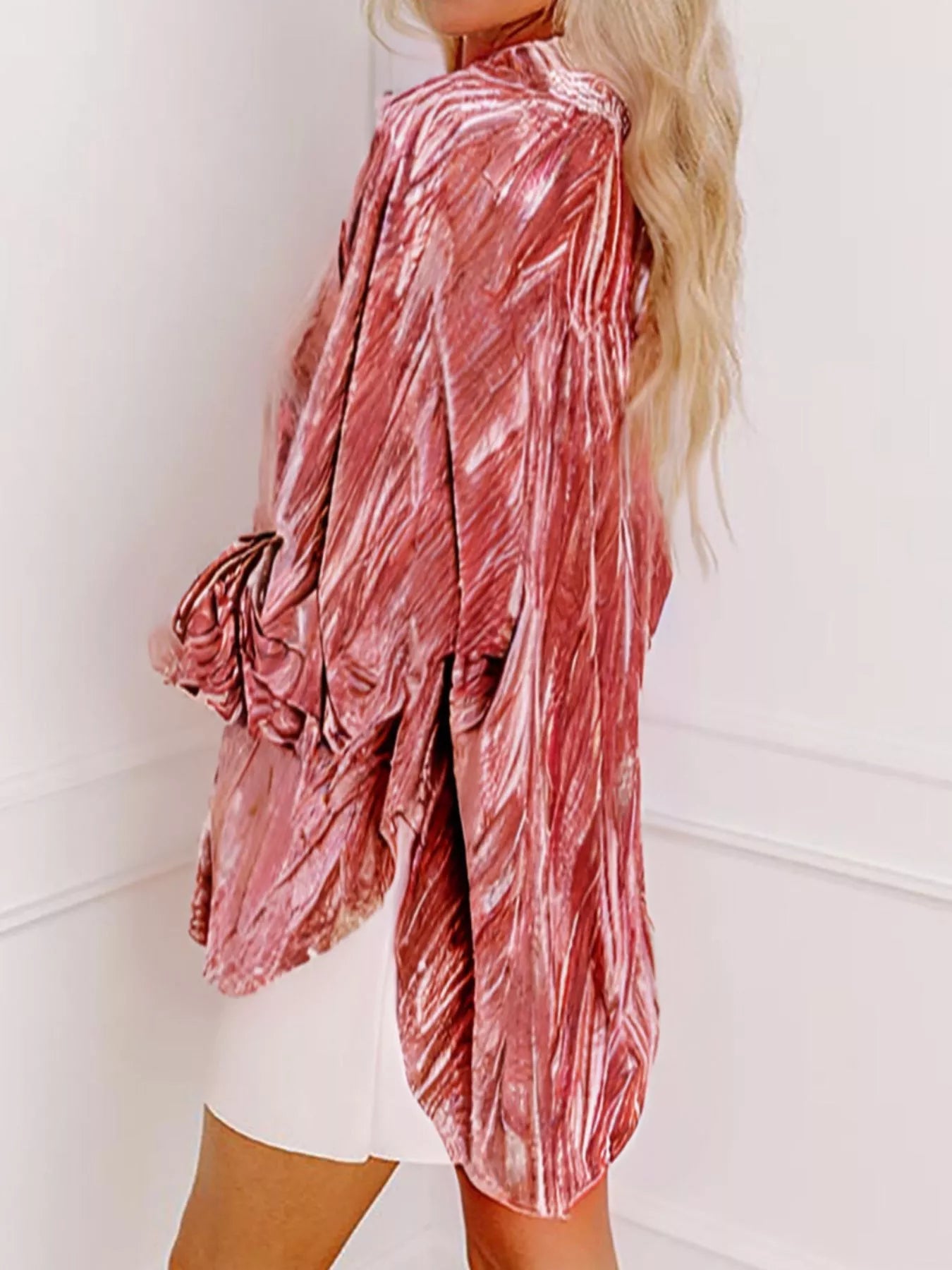 Velvet Button-Down Long Sleeve Shirt 