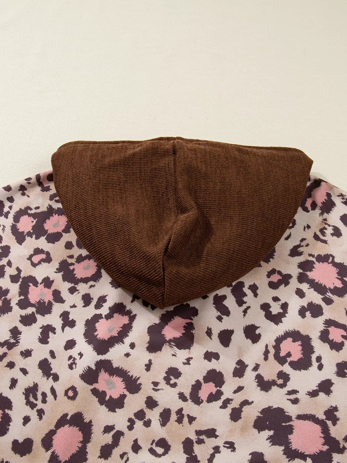 Plus Size Leopard Long Sleeve Drawstring Hoodie 