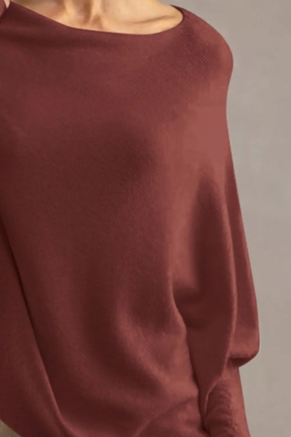 Full Size Boat Neck Batwing Sleeve Knit Top 