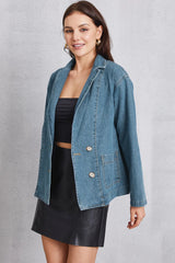 Pocketed Button Up Denim Jacket 