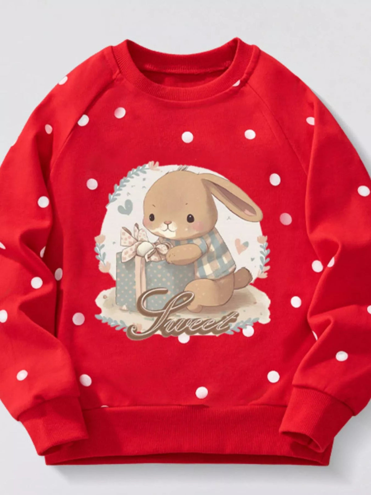 Children's Cute Bunny Polka Dot Sweatshirt 