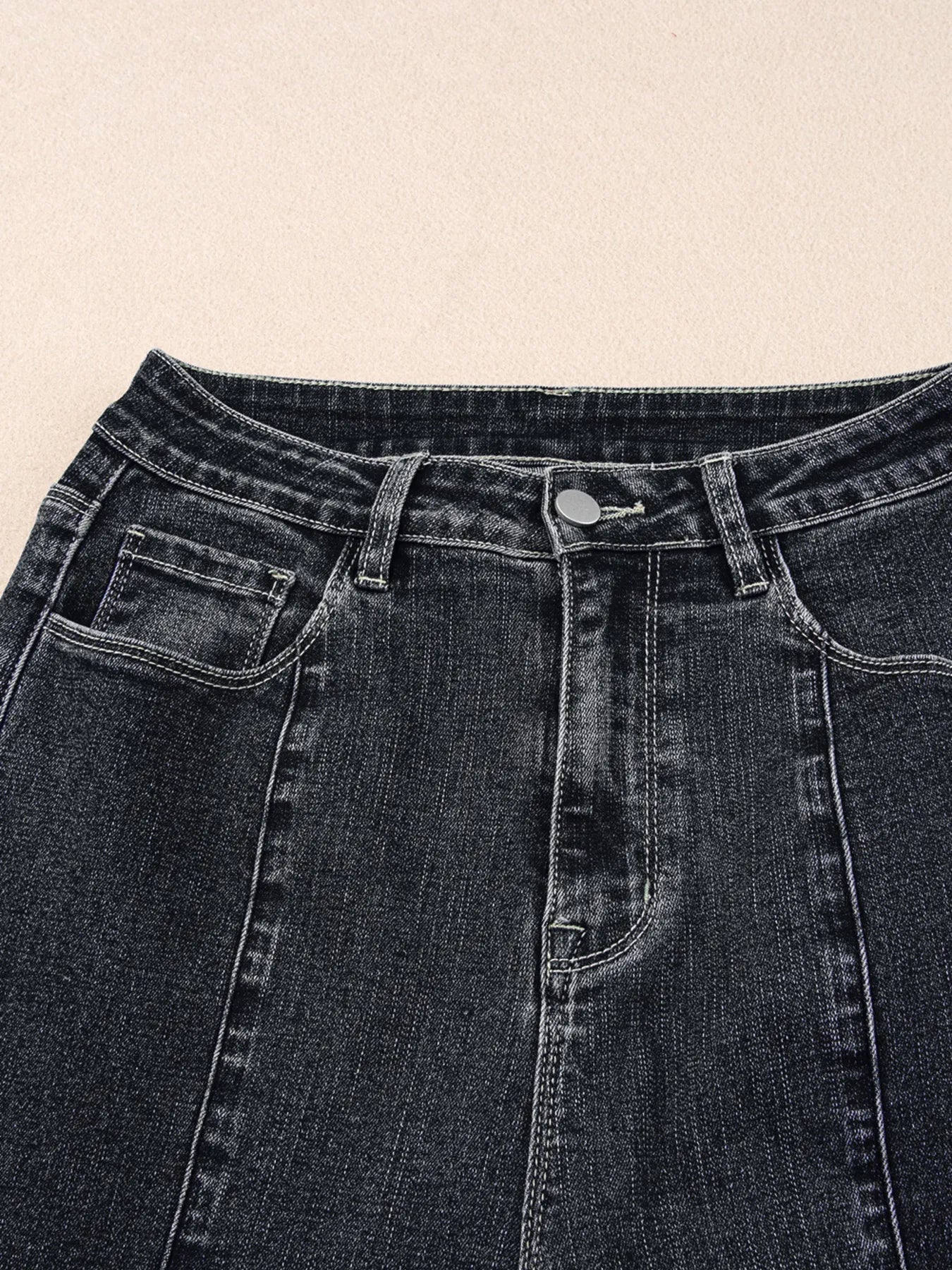 Seam Detail Flared Bottom Ankle Length Jeans 
