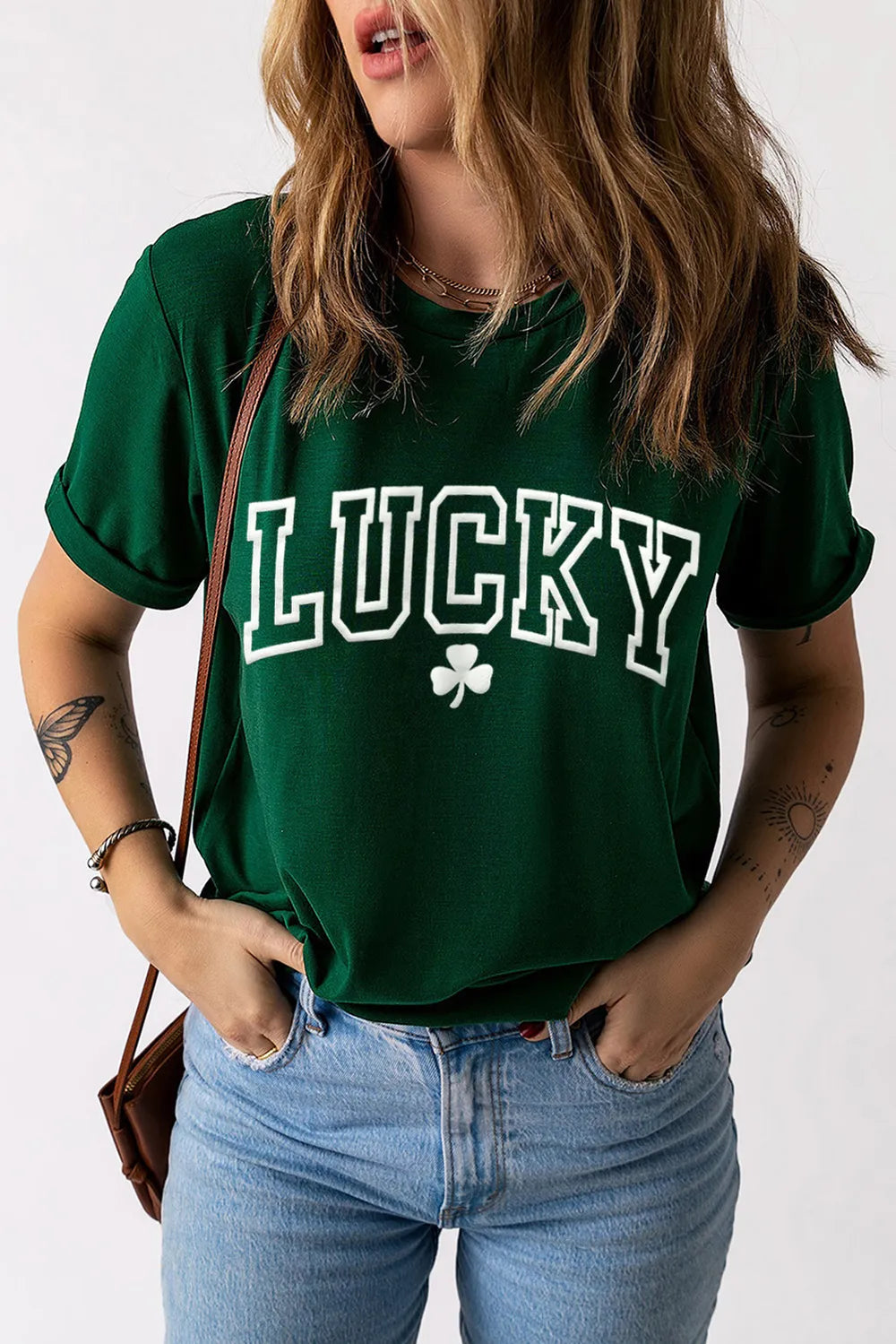 LUCKY Round Neck Short Sleeve T-Shirt 