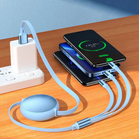 3-in-1 Retractable Charging Cable – Charge ALL Your Devices with One Cable! ⚡ 