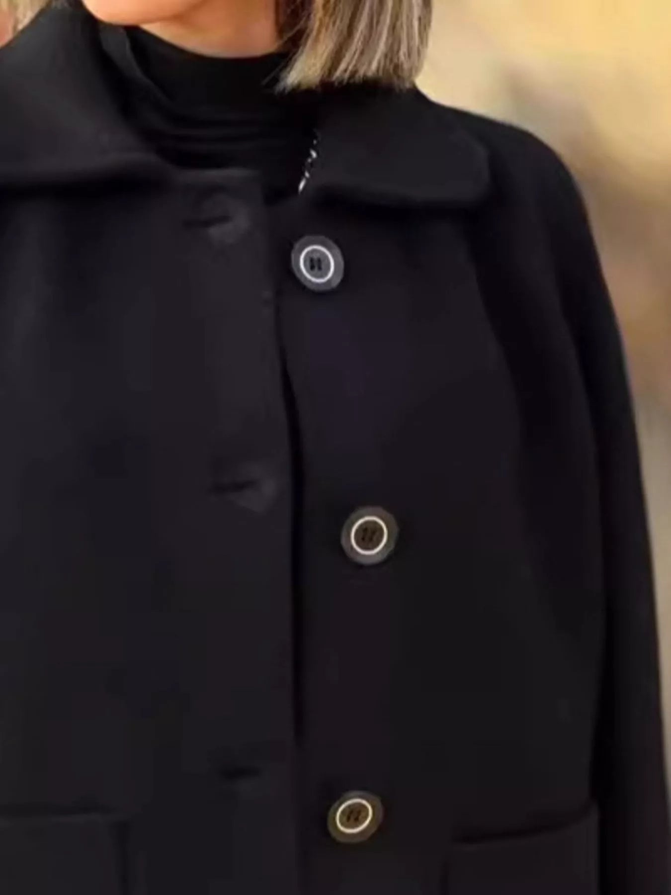 Full Size Button-Front Raglan Sleeve Coat Plus Size 