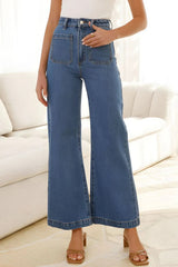 High Waist Bootcut Jeans with Pockets 