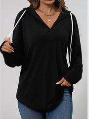 Full Size Drawstring Long Sleeve Hoodie Plus Size 