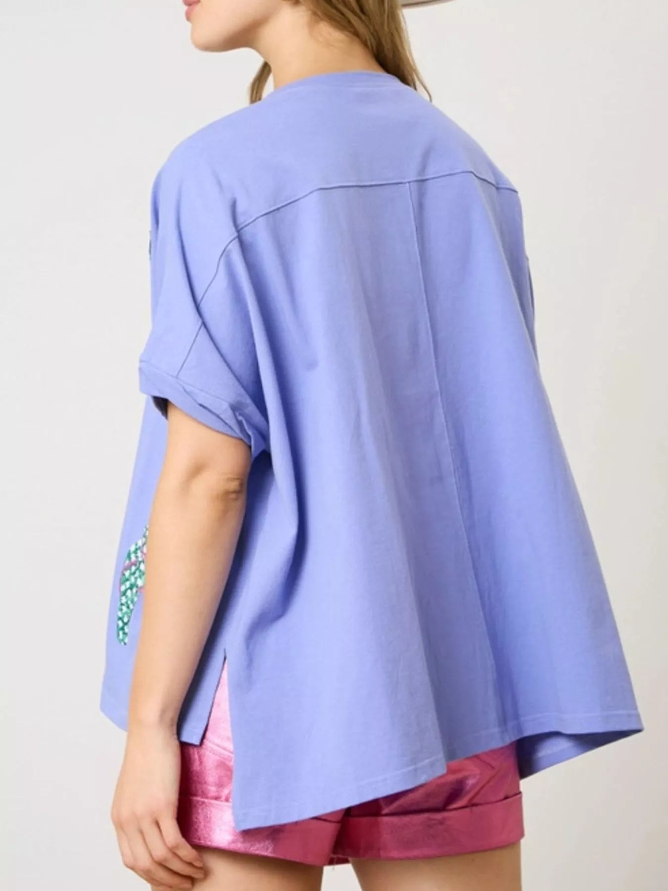 Flip-Flop Print Round Neck Casual T-Shirt 