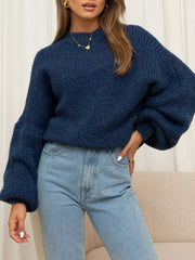 Round Neck Dropped Shoulder Sweater 