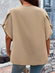 Honey Plus Size V-Neck Flutter Sleeve Blouse 