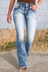 Star Embroidered Bootcut Jeans 