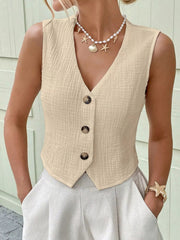 Textured Button-Front Vest 