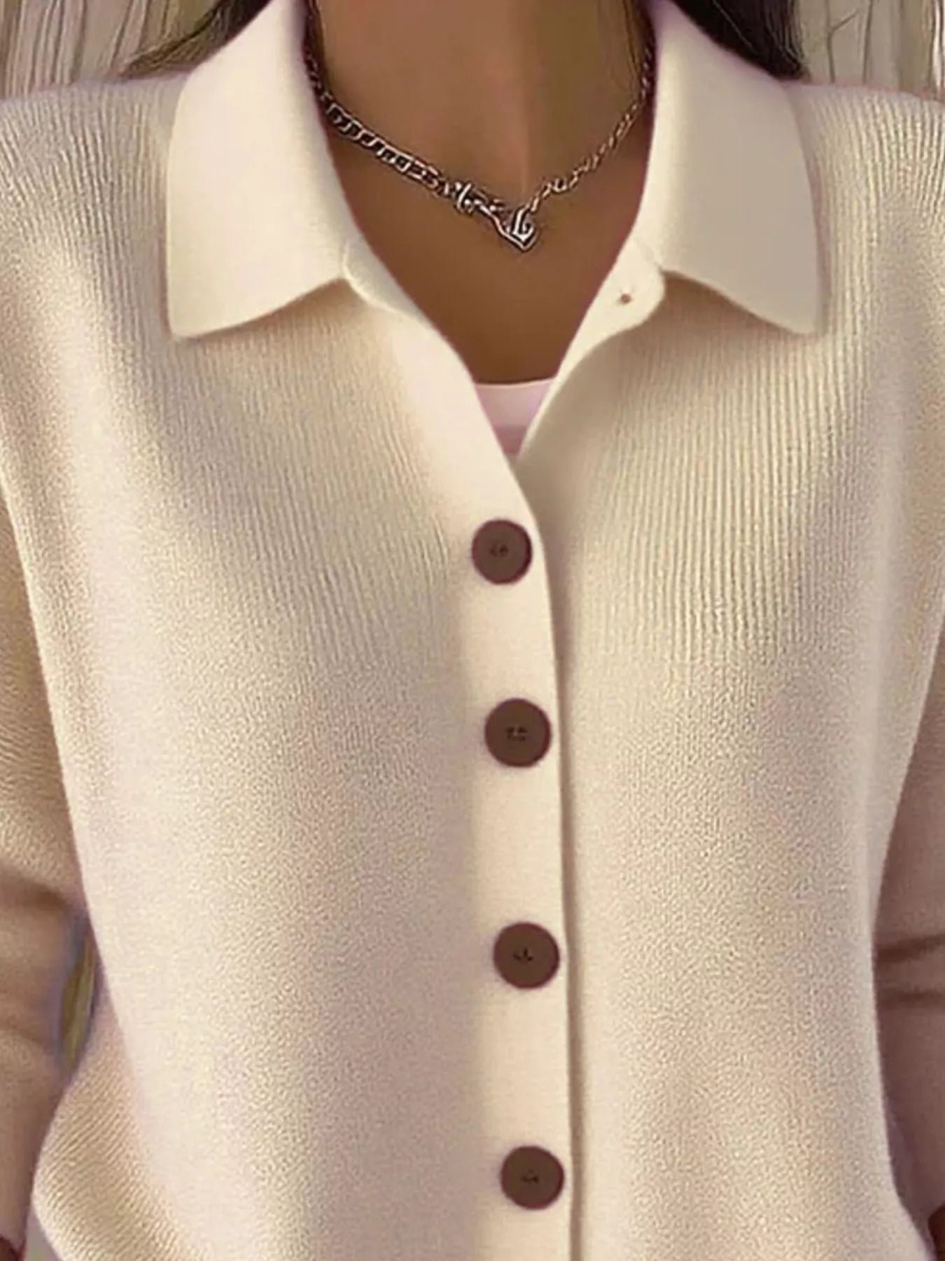 Full Size Button-Down Knit Cardigan Plus Size 