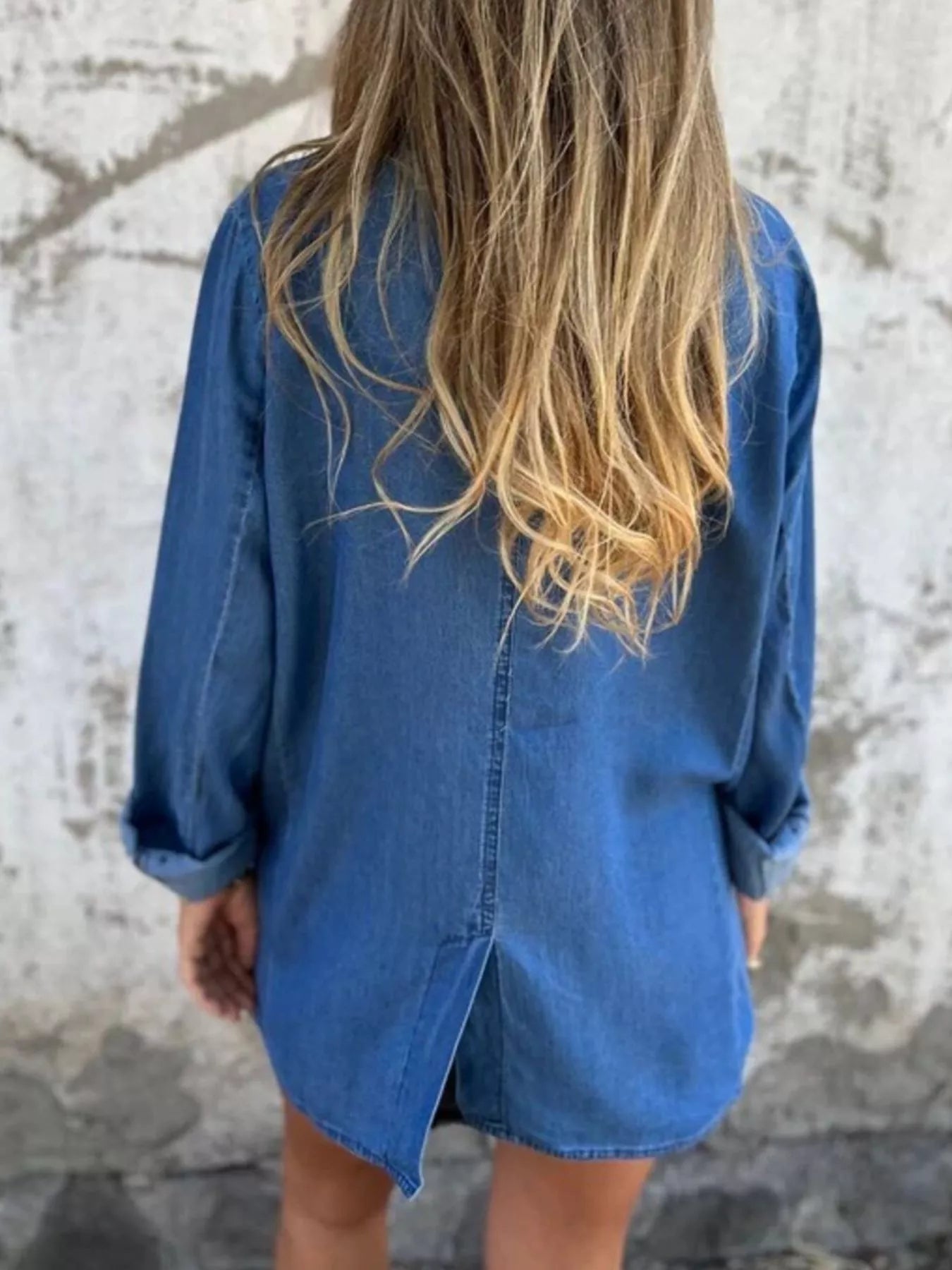Full Size Button Down Denim Blazer Plus Size 