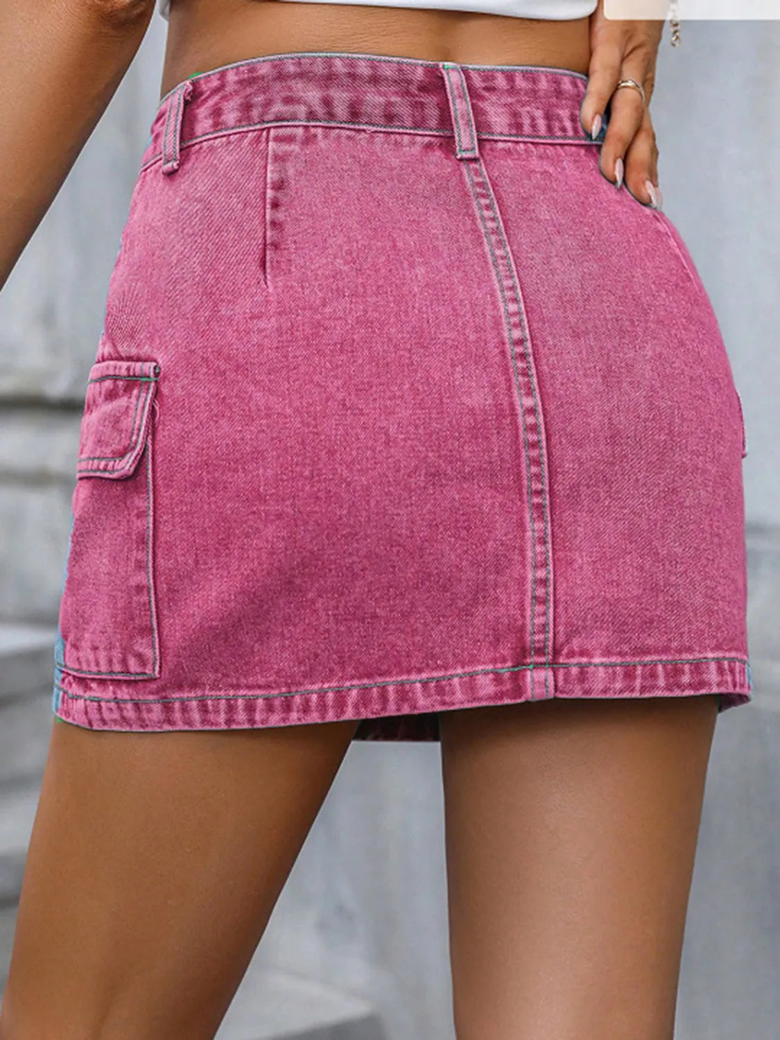 Pocketed Denim Mini Skirt 