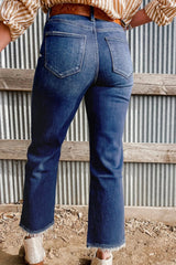 Mineral Wash Raw Hem High Waist Flared Jeans 