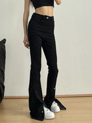 High-Waisted Slit Flare Jeans 