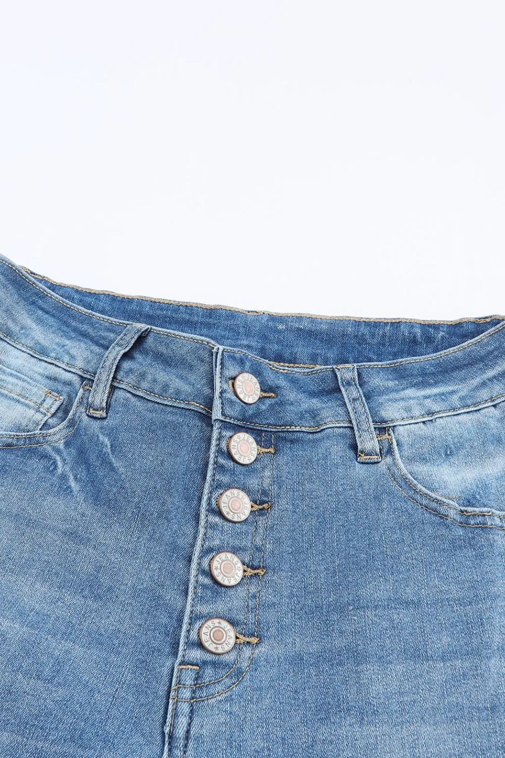 High Waist Button Fly Flared Jeans 
