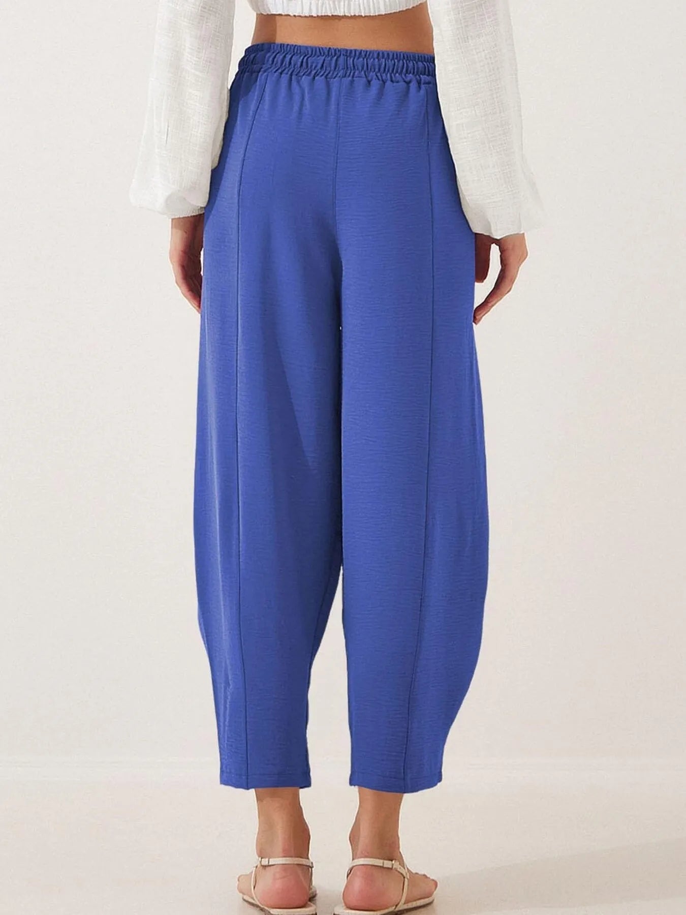 Full Size Drawstring Wide Leg Cropped Pants Plus Size 