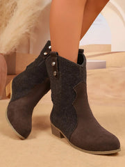 Mid-Calf Western Boots with Block Heels 