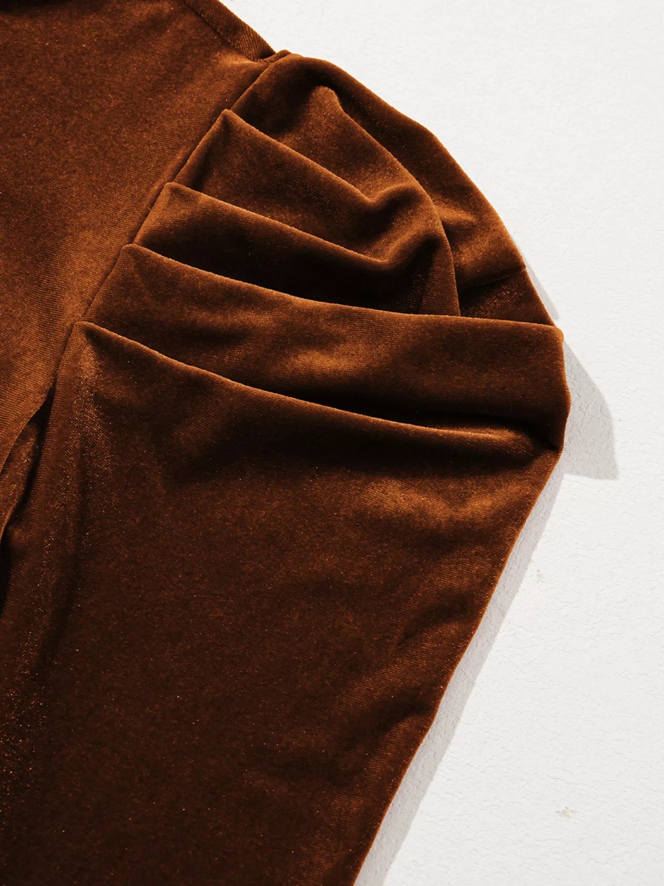 Velvet Mock Neck Long Sleeve Blouse 