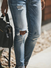 Distressed Button-Fly Skinny Jeans 