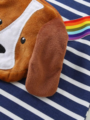 Children's Dog Striped Long Sleeve Dress 