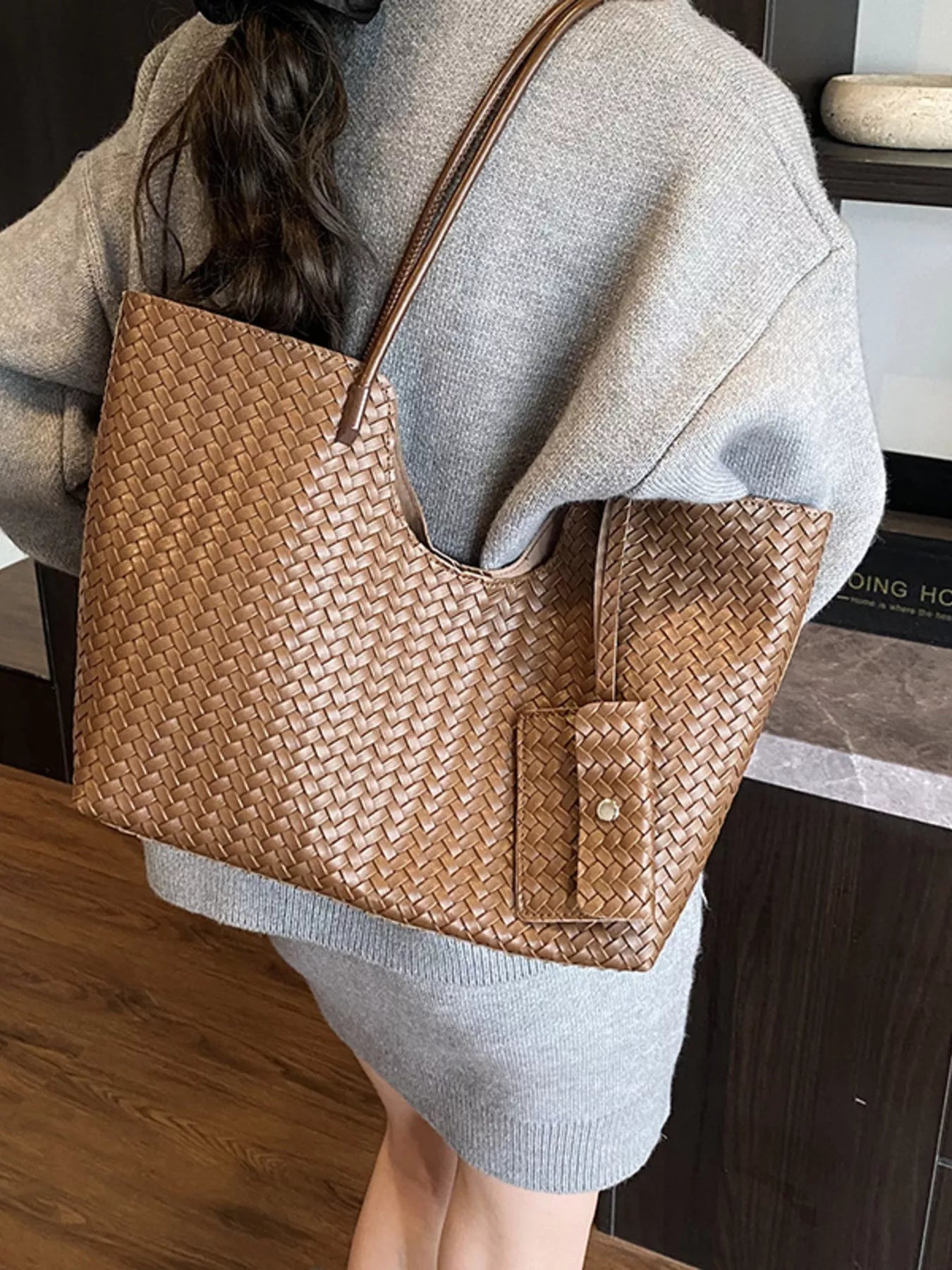 Woven Texture Large Capacity Tote Bag 