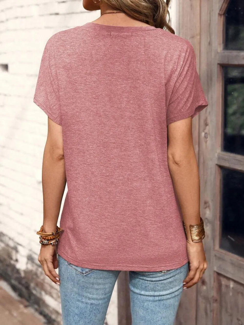 Half Button Short Sleeve Top 