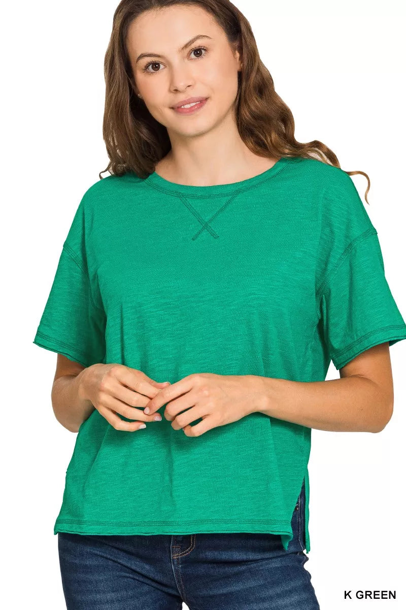 Zenana Cotton Slub Short Sleeve Tee 