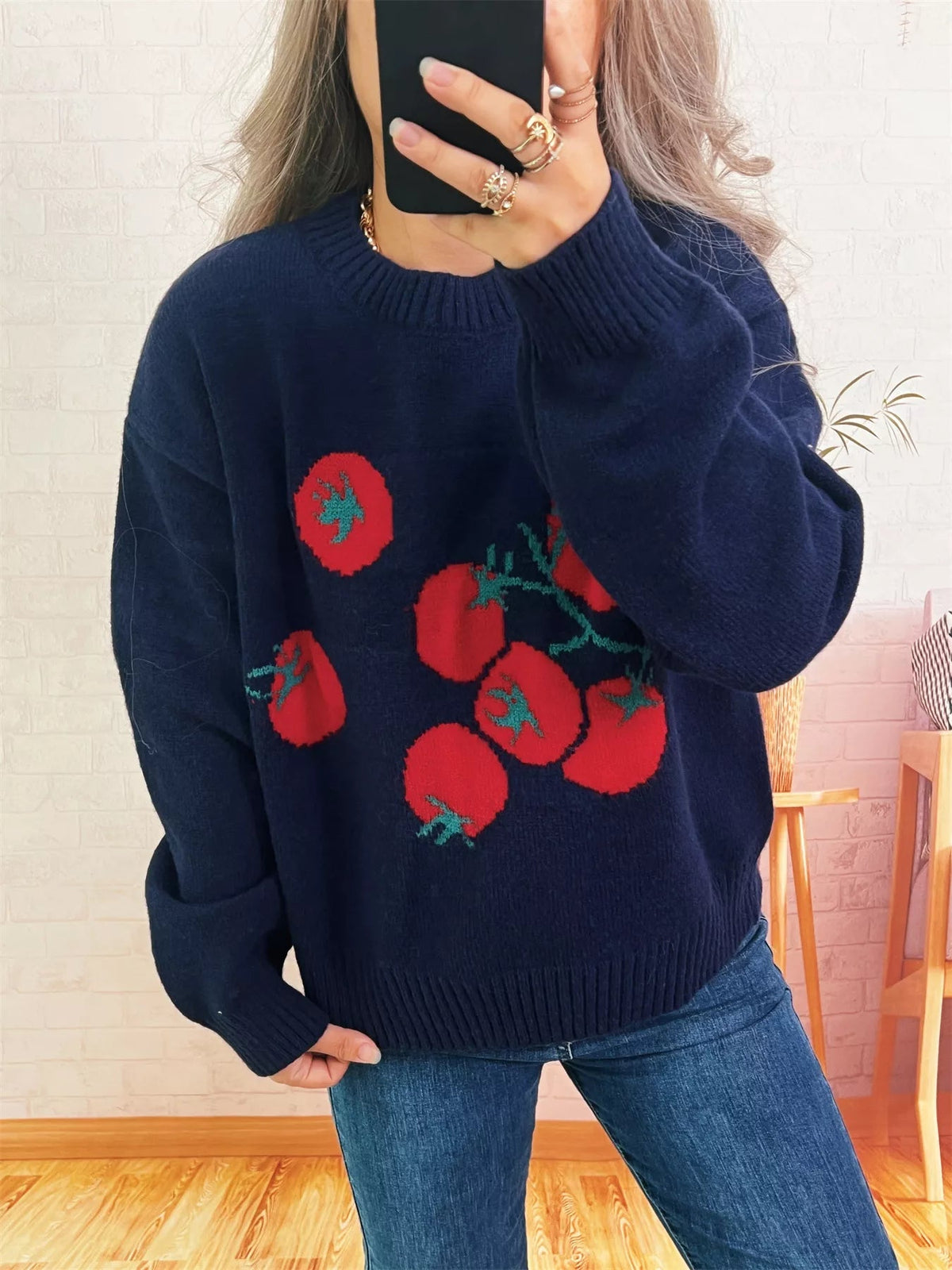 Persimmon Round Neck Long Sleeve Sweater 