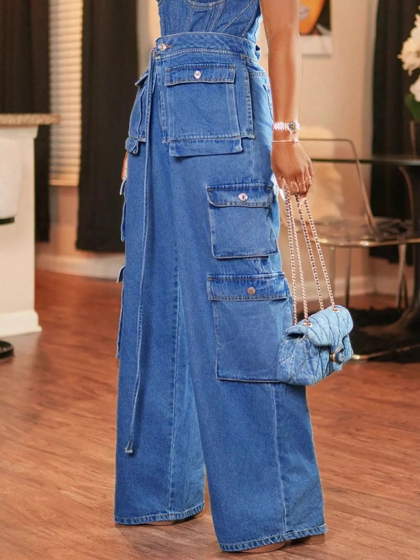Wide Leg Cargo Jeans 