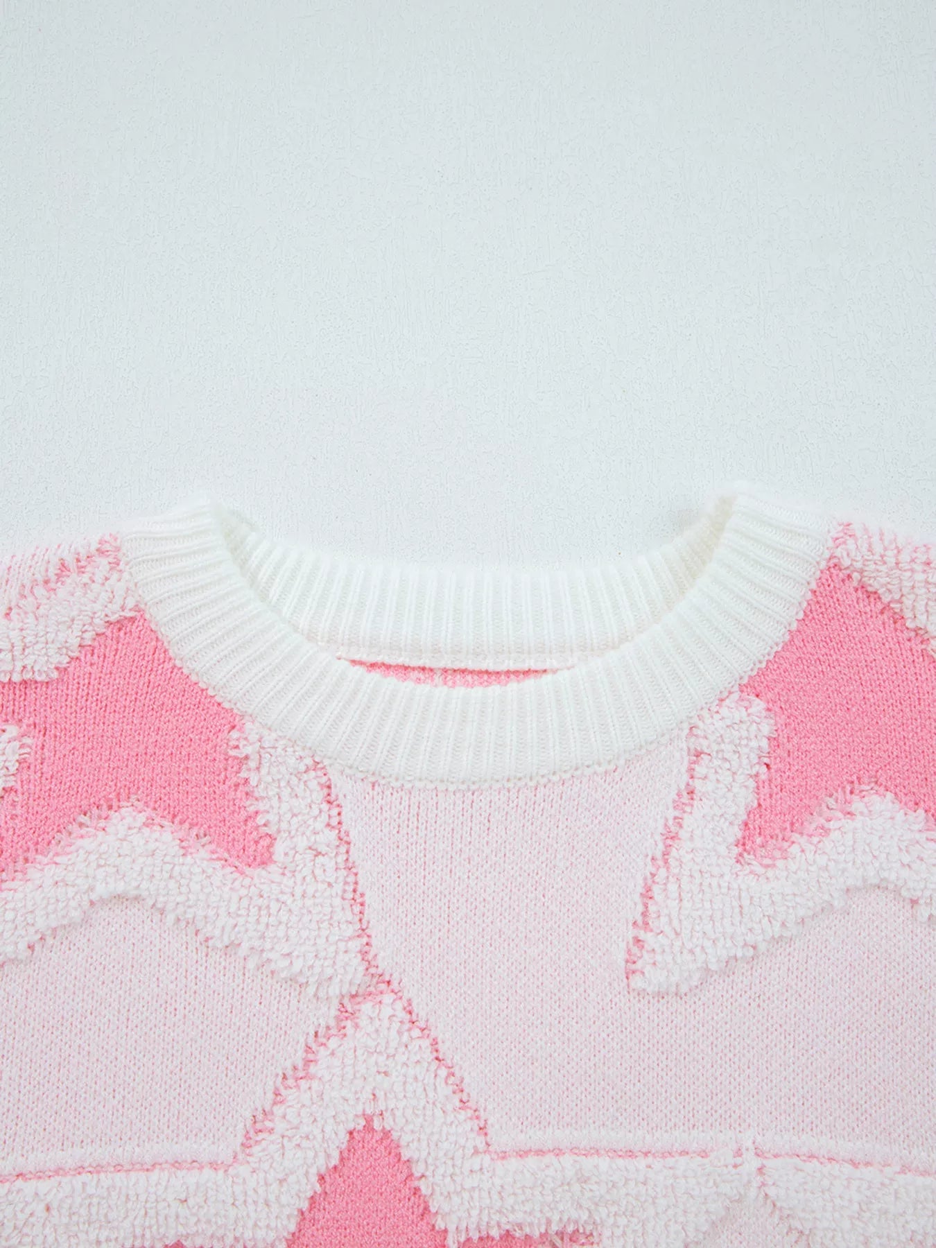 Oversized Star Pattern Ribbed Edge Drop Shoulder Sweater 