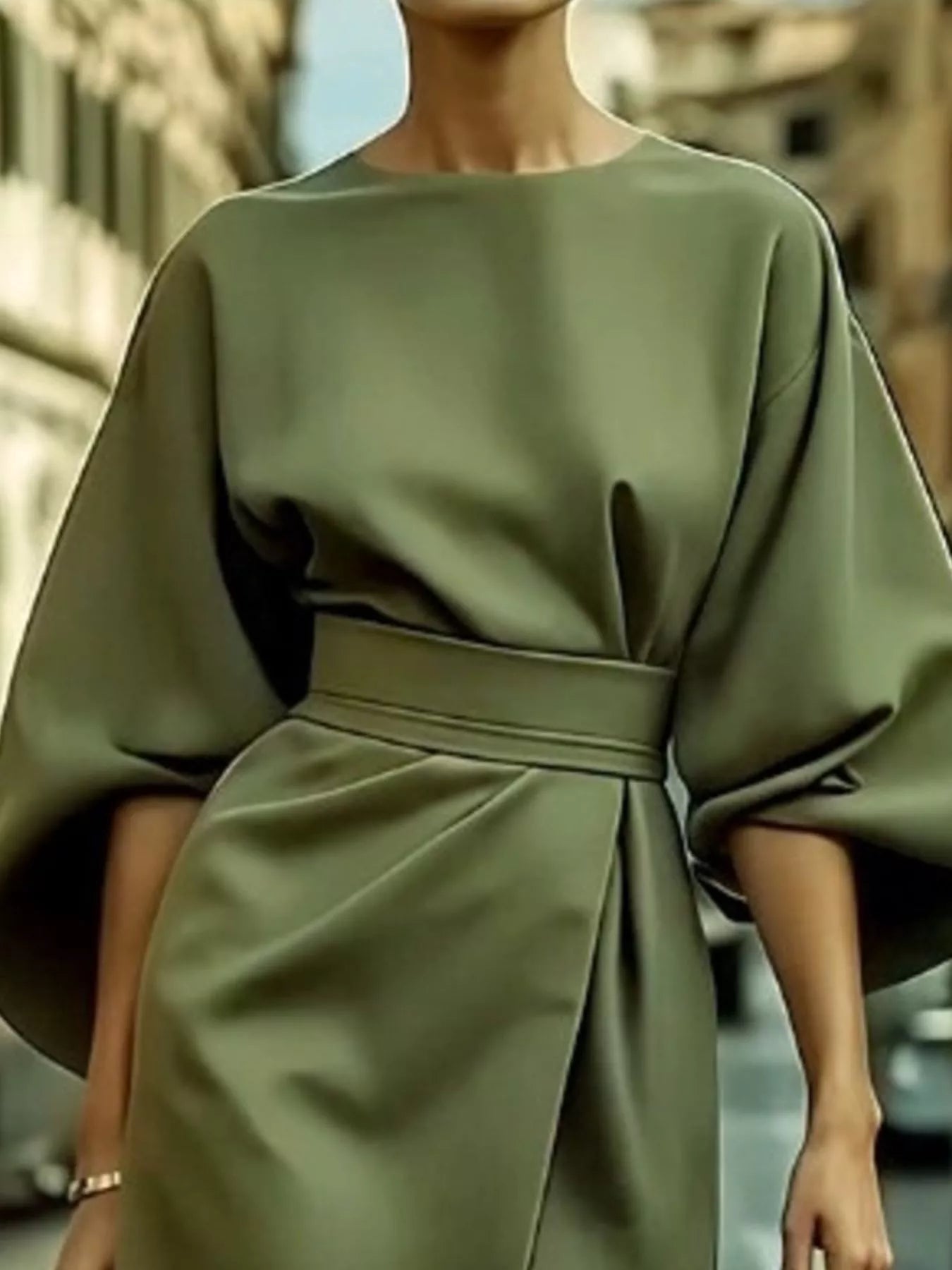 Round Neck 3/4 Sleeve Dress 